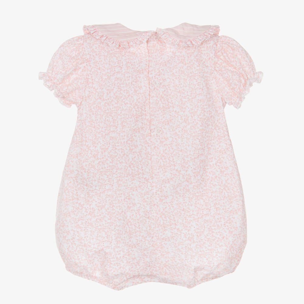Piccola Speranza-Baby Girls Pale Pink Ditsy Floral Print Shortie | Childrensalon