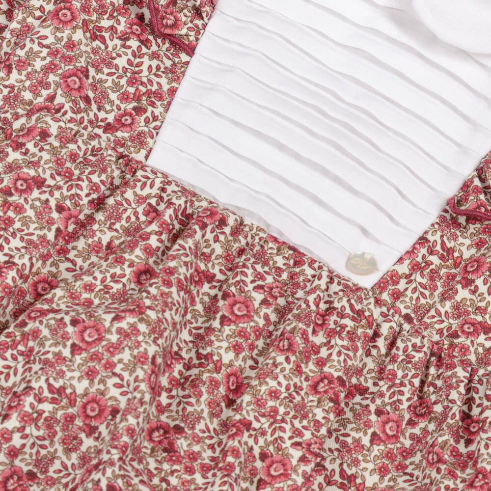 Piccola Speranza-Baby Girls Red & White Floral Cotton Shortie | Childrensalon