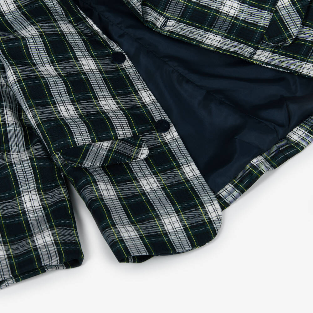Piccola Speranza-Boys Blue & Green Tartan Blazer with Velvet Collar | Childrensalon