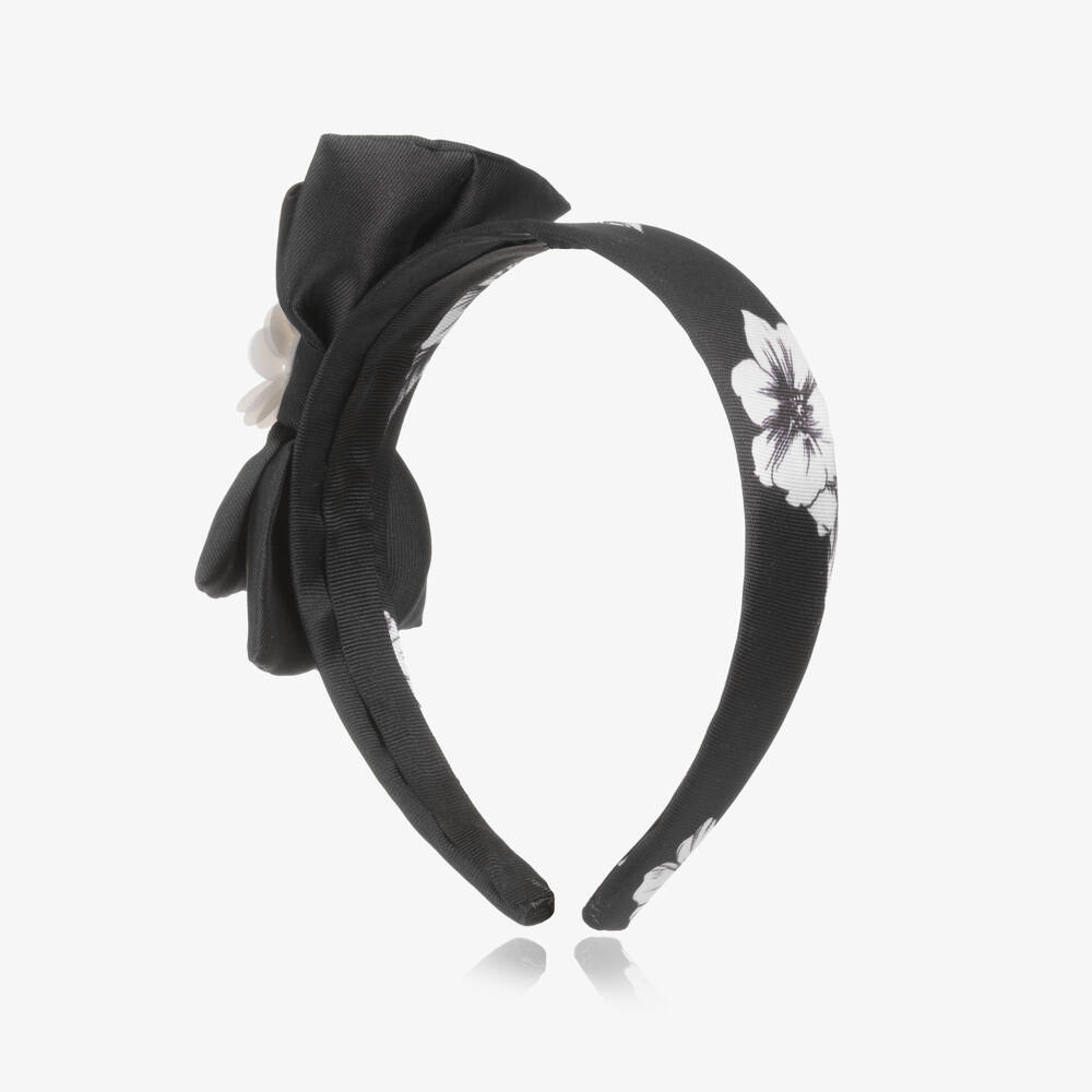 Piccola Speranza-Ободок черный с атласным бантом для девочек | Childrensalon