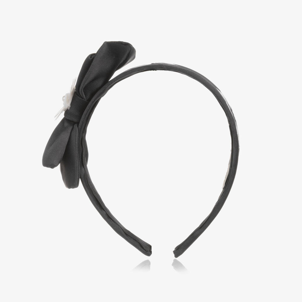 Piccola Speranza-Ободок черный с атласным бантом для девочек | Childrensalon