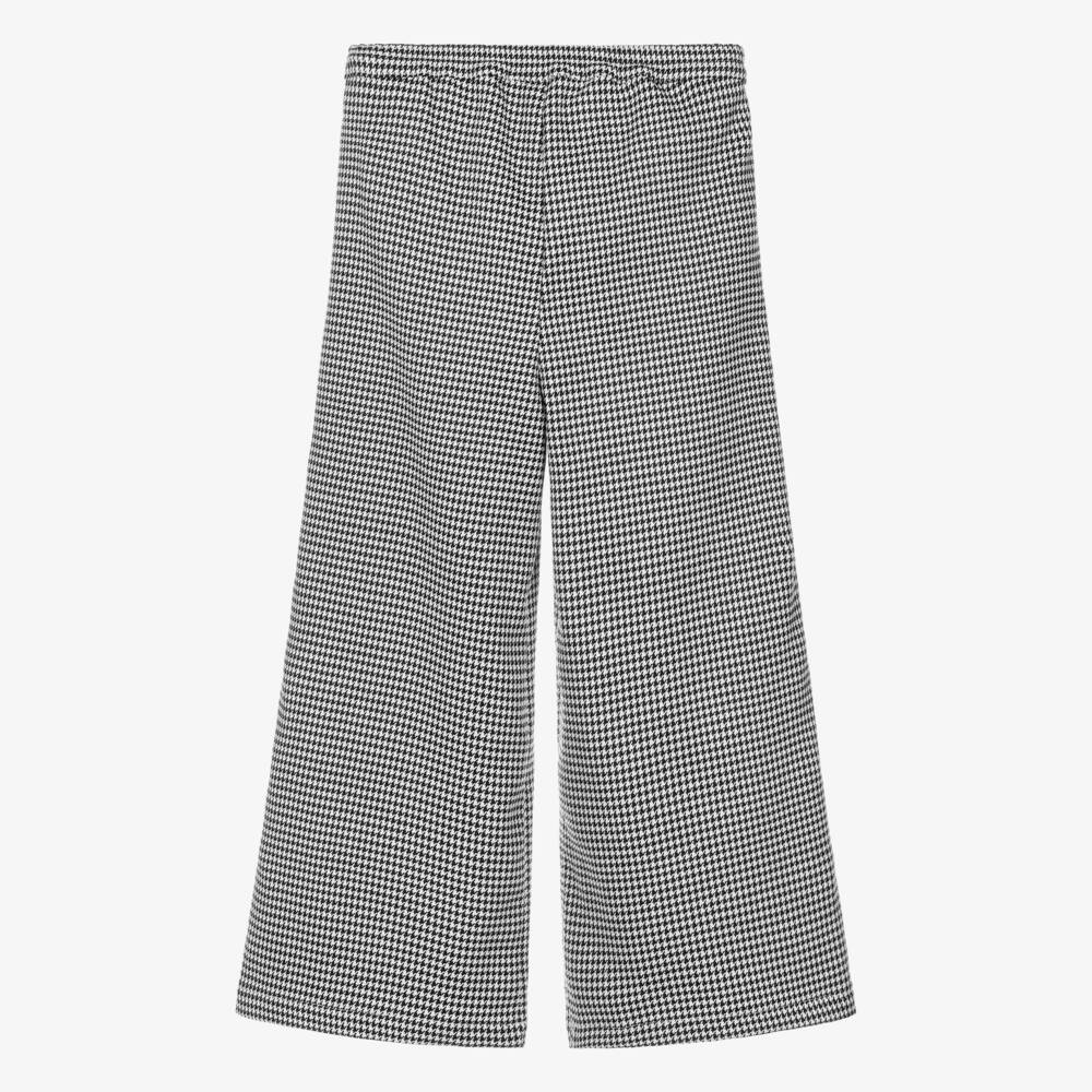Piccola Speranza-Girls Black & White Houndstooth Trousers | Childrensalon