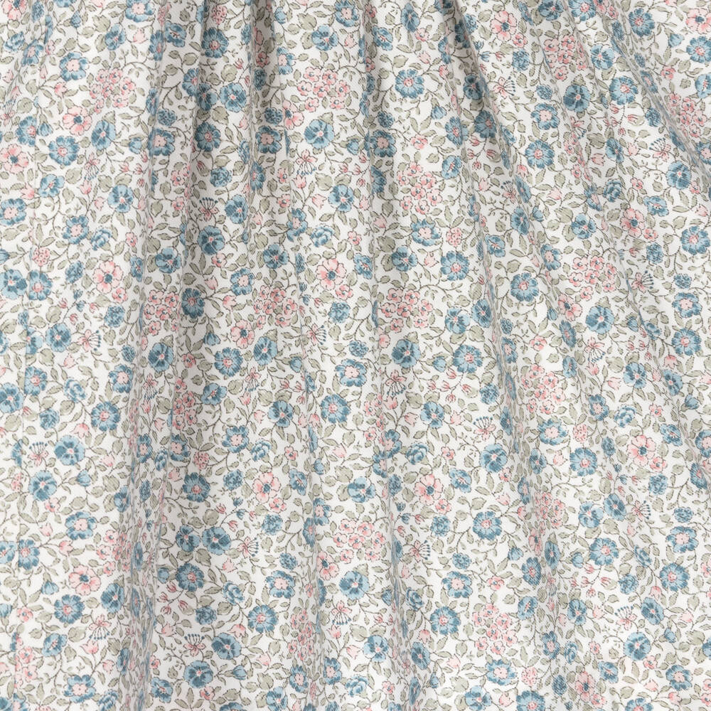 Piccola Speranza-Girls Blue Floral Cotton Dress with Embroidered Collar | Childrensalon
