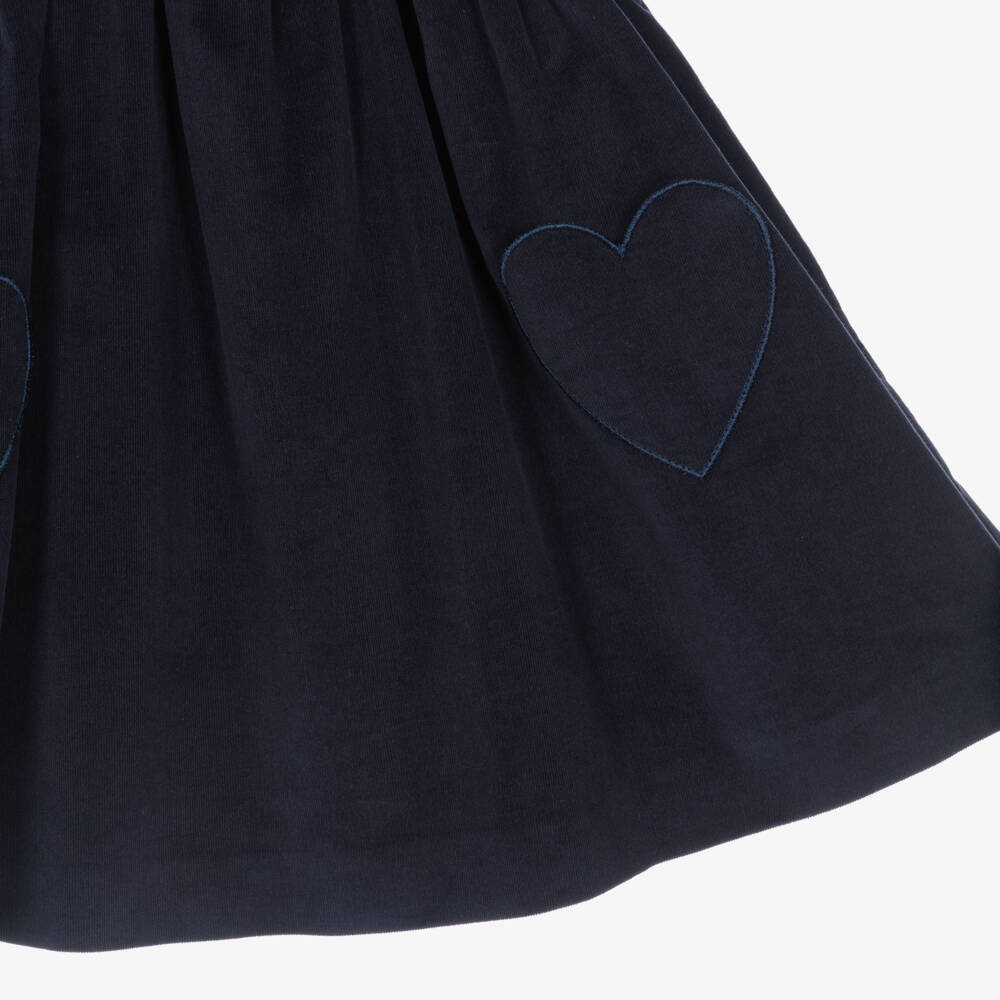 Piccola Speranza-Girls Floral Blouse & Navy Blue Needlecord Dress Set | Childrensalon