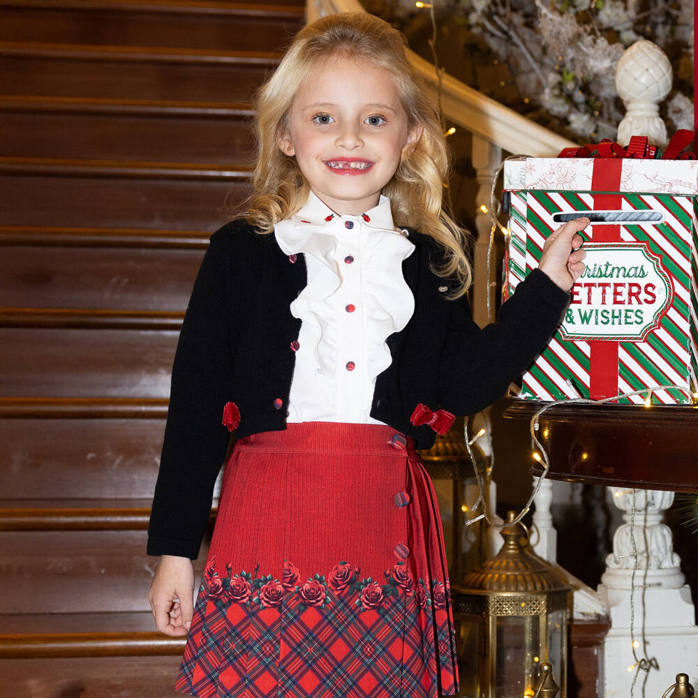 Piccola Speranza-Girls Ivory Cotton Ruffle Blouse | Childrensalon