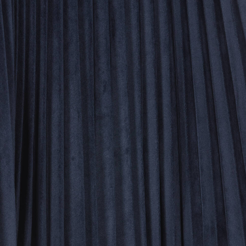 Piccola Speranza-Girls Navy Blue Pleated Velvet Dress with Ruffle Collar | Childrensalon