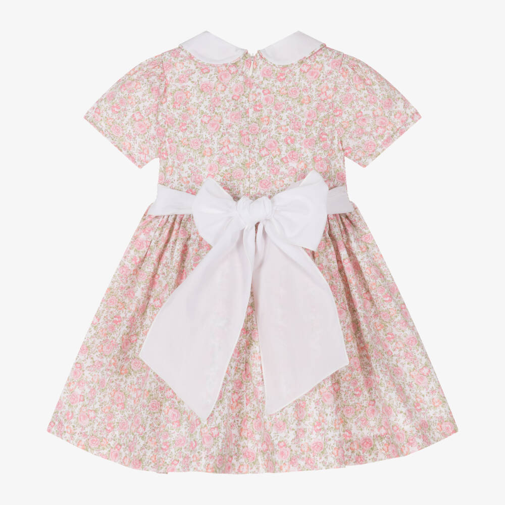 Piccola Speranza-Girls Pink Floral Cotton Dress | Childrensalon