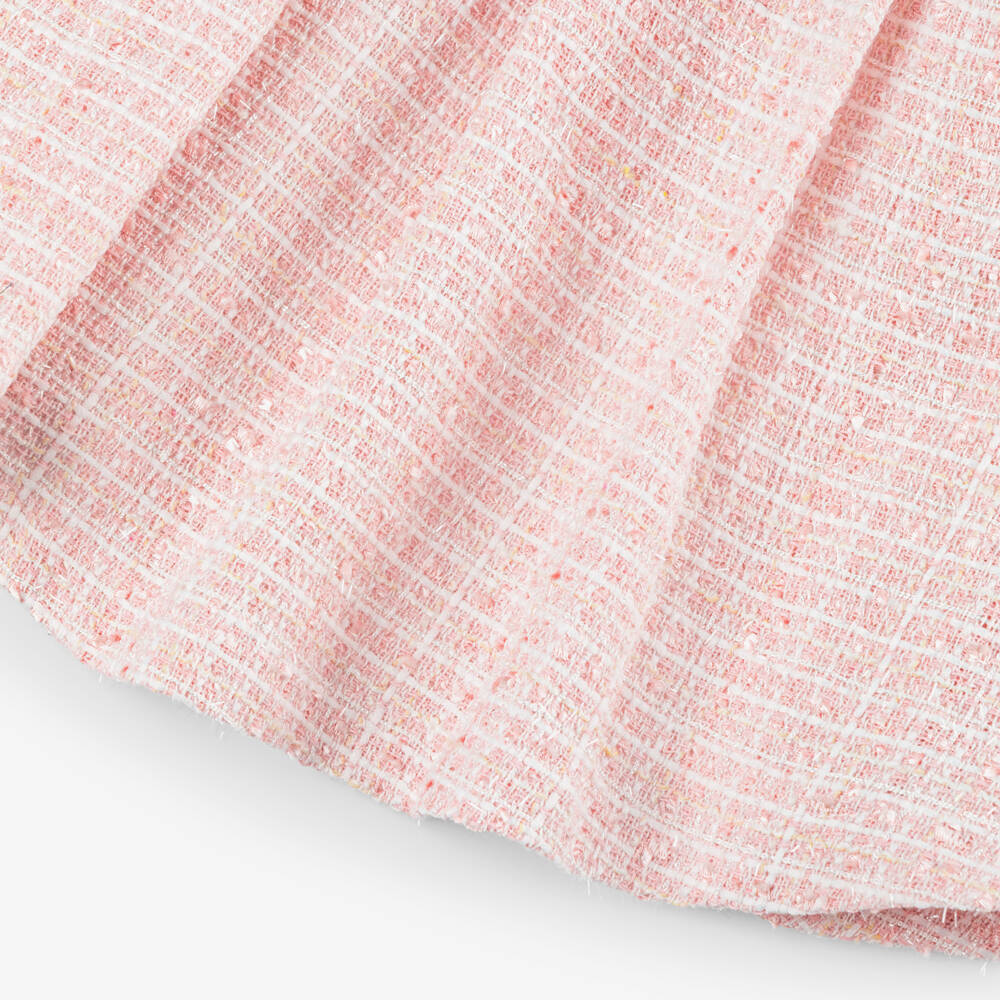 Piccola Speranza-Girls Pink Sparkly Tweed Dress with Satin Bow | Childrensalon