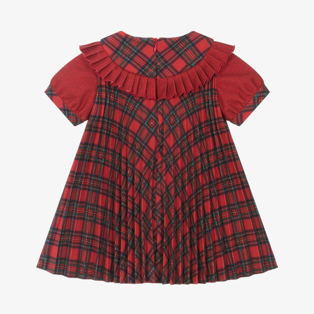 Piccola Speranza-فستان تارتان بطبقات لون أحمر | Childrensalon