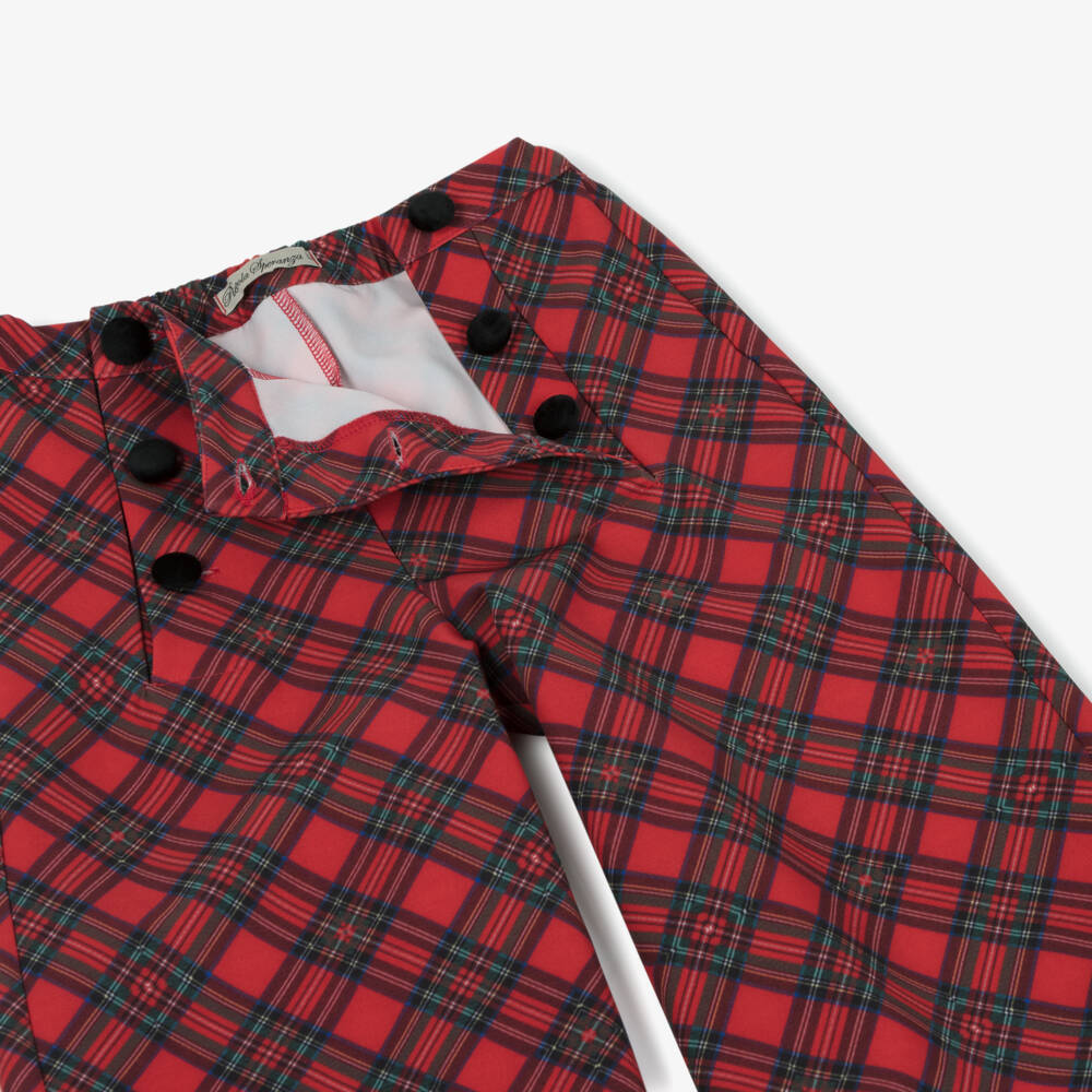 Piccola Speranza-Брюки красные в клетку широкие для девочек | Childrensalon