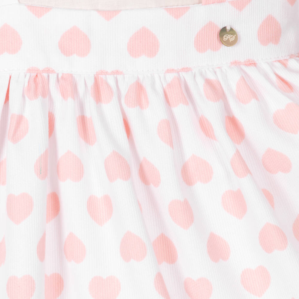 Piccola Speranza-Girls White & Pink Heart Cotton Skirt Set | Childrensalon