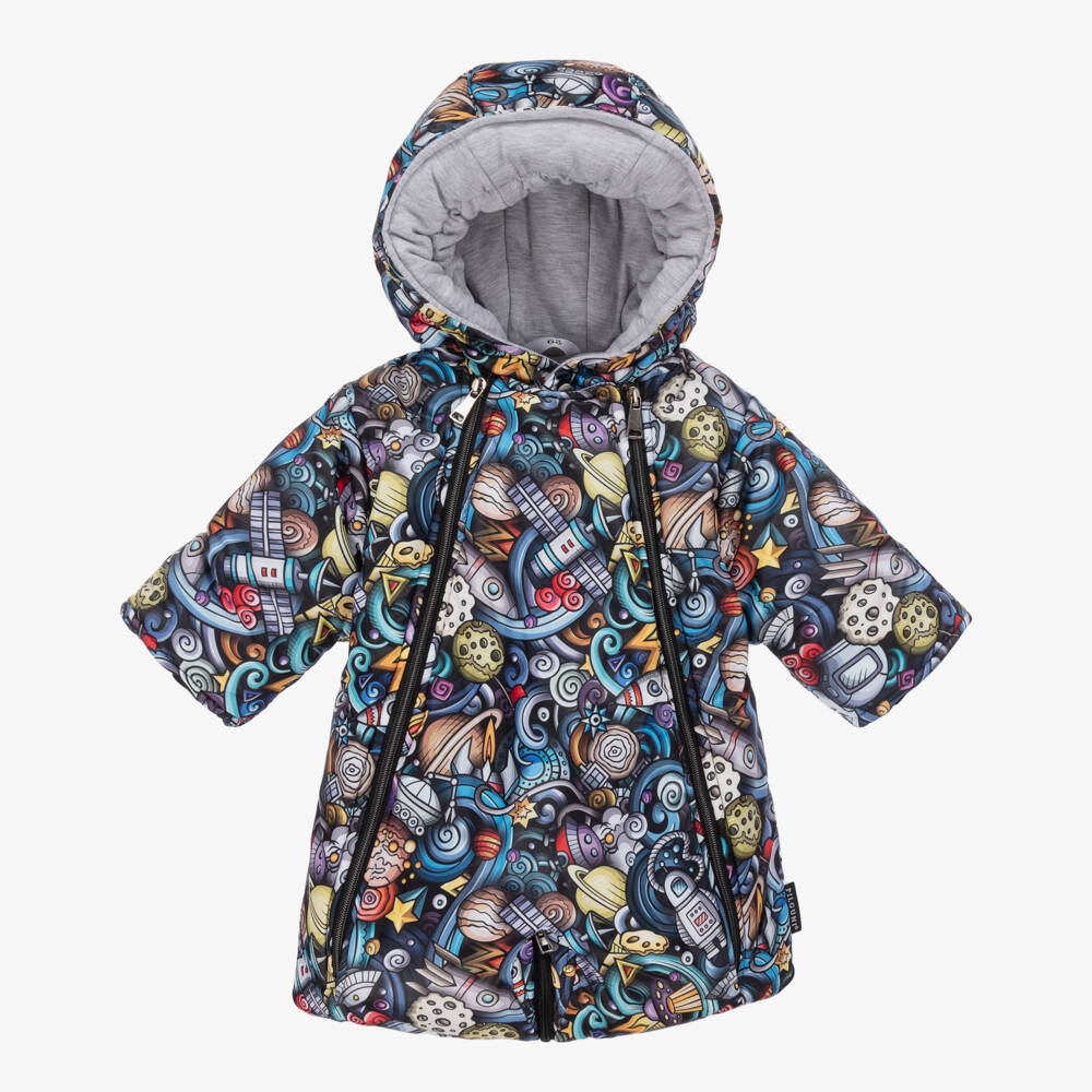 Pilguni-Baby Boys Black Space Print 2-in-1 Snowsuit | Childrensalon