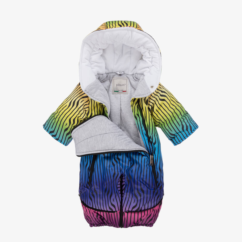Pilguni-Baby Girls Multicoloured Stripe 2-in-1 Snowsuit | Childrensalon
