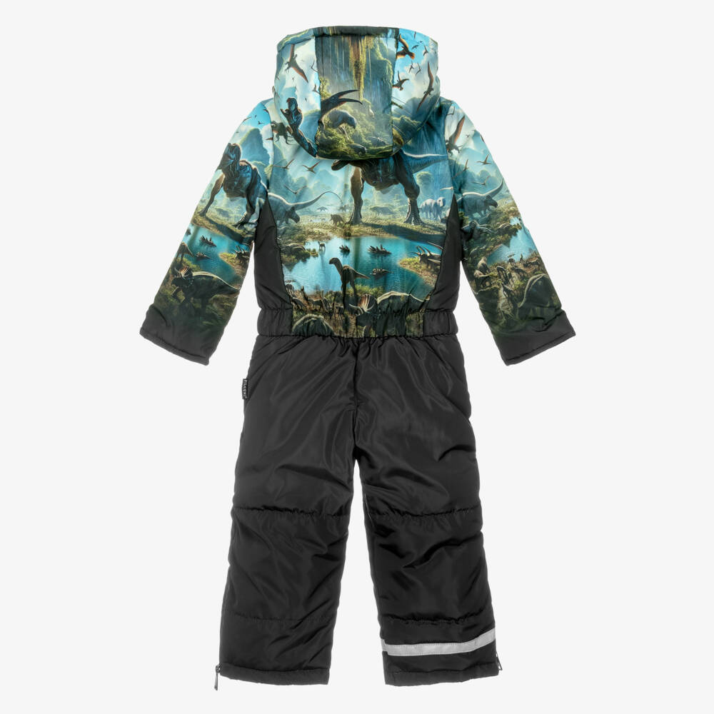 Pilguni-Boys Black Dinosaur Print Snowsuit | Childrensalon