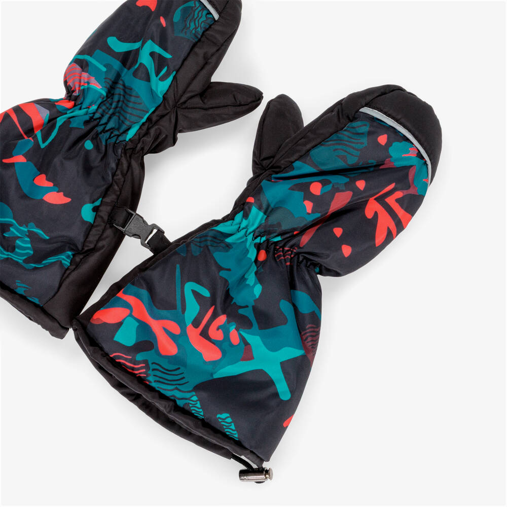 Pilguni-Boys Black Graphic Print Ski Mittens | Childrensalon
