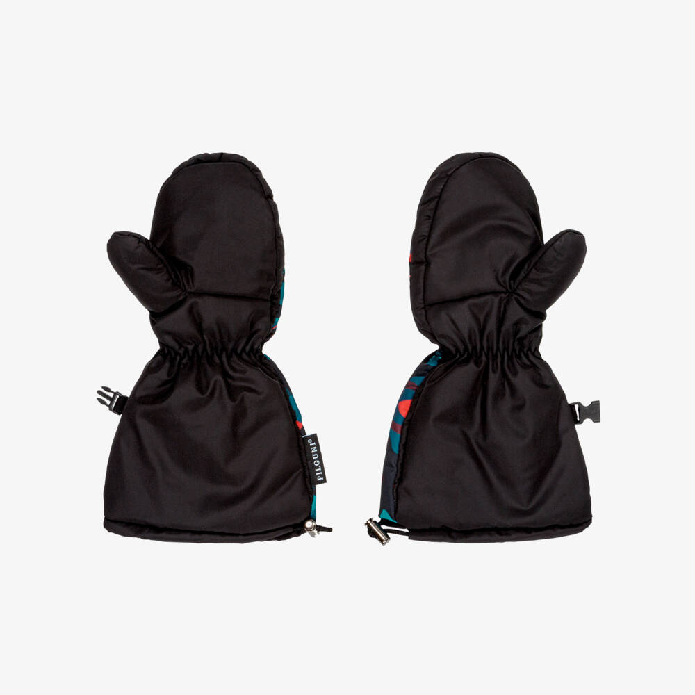 Pilguni-Boys Black Graphic Print Ski Mittens | Childrensalon