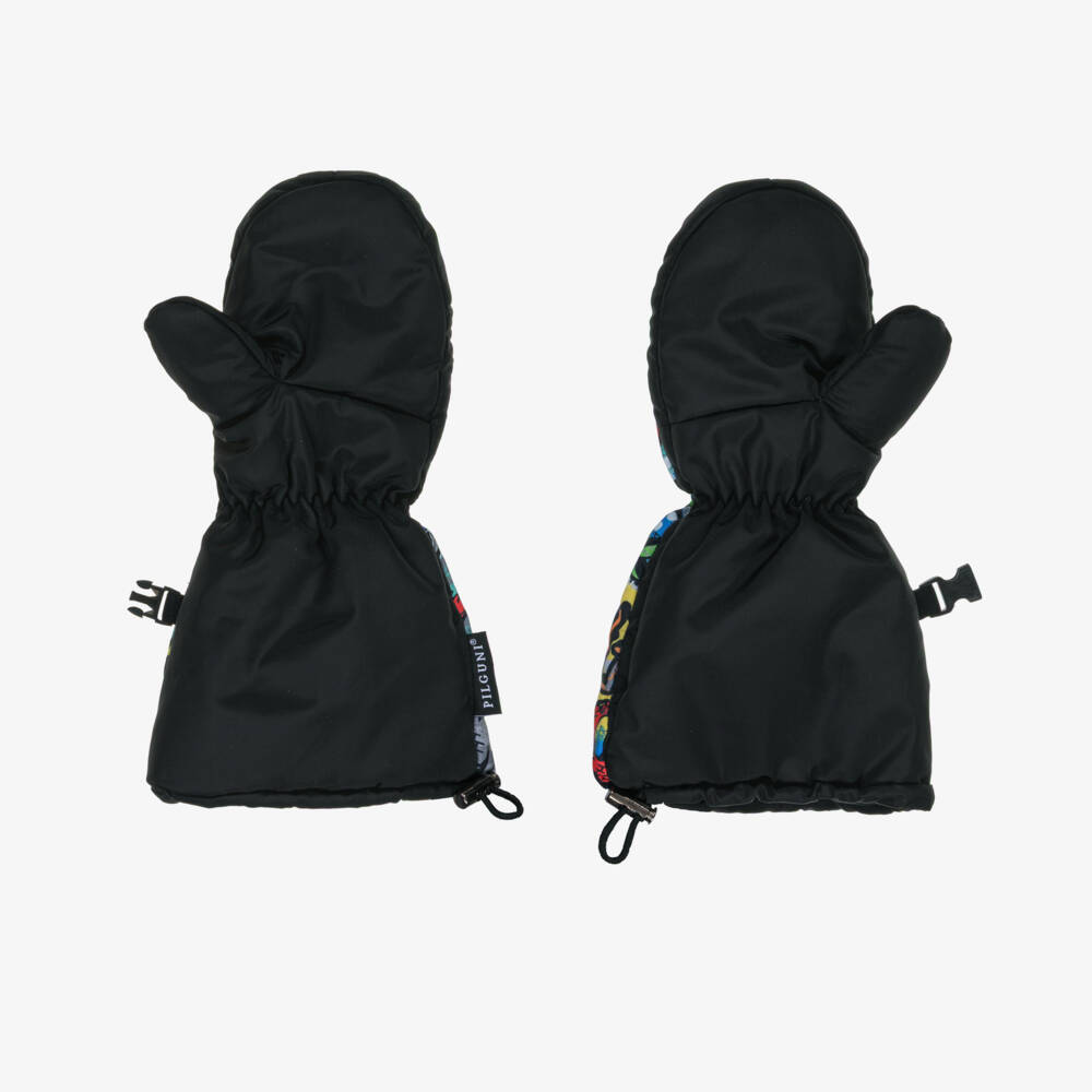 Pilguni-Boys Black & Multcolour Graffiti Print Ski Mittens | Childrensalon