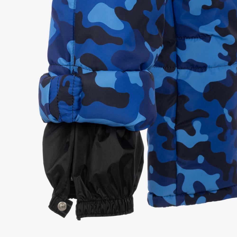 Pilguni-Boys Blue Camouflage Print Ski Salopettes | Childrensalon