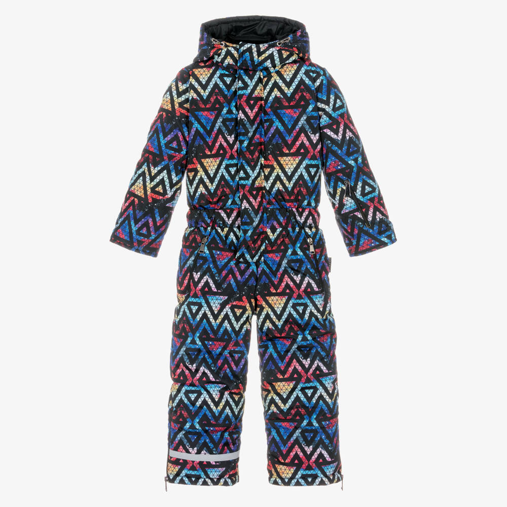 Pilguni-Boys Blue Geometeric Triangle Print Snowsuit | Childrensalon