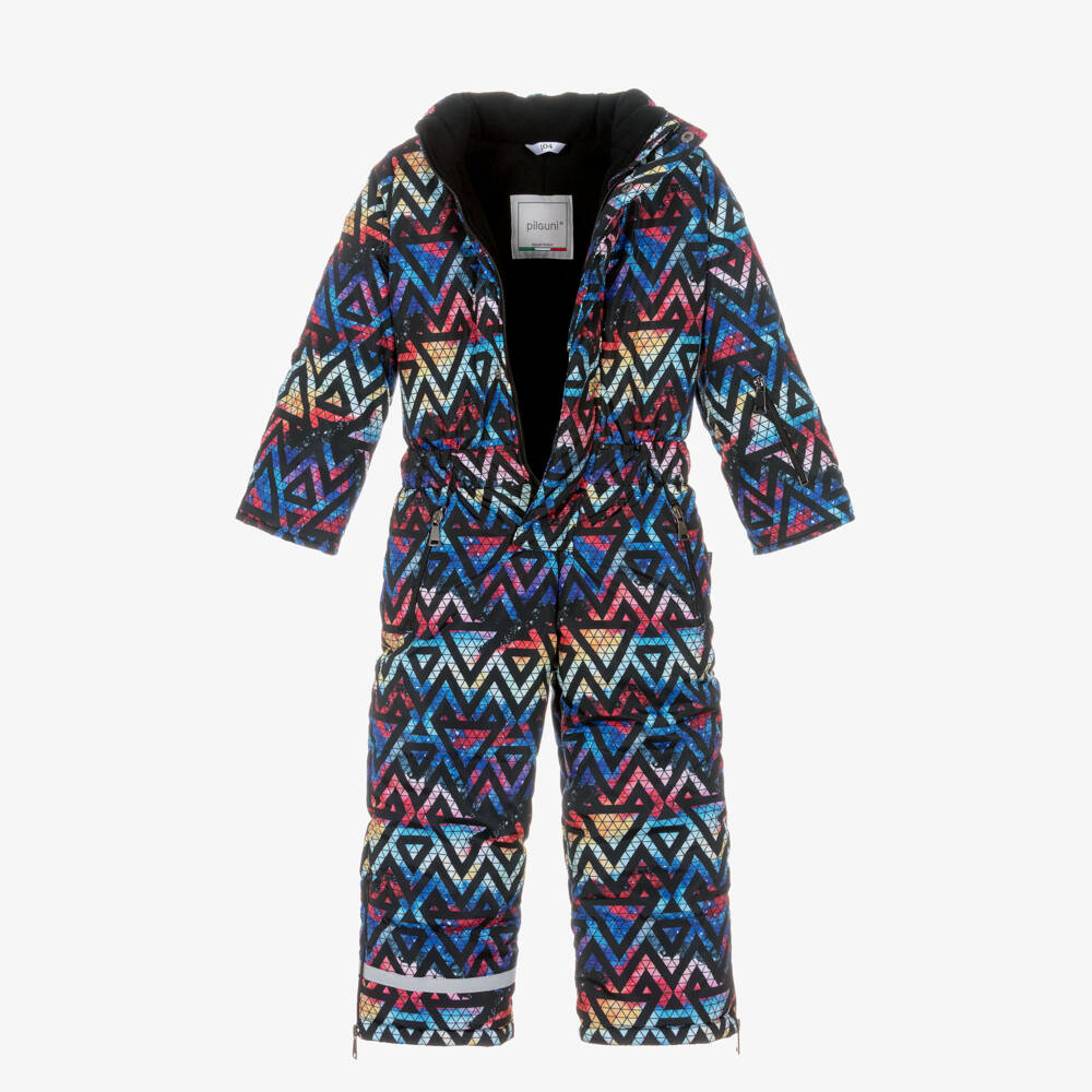 Pilguni-Boys Blue Geometeric Triangle Print Snowsuit | Childrensalon