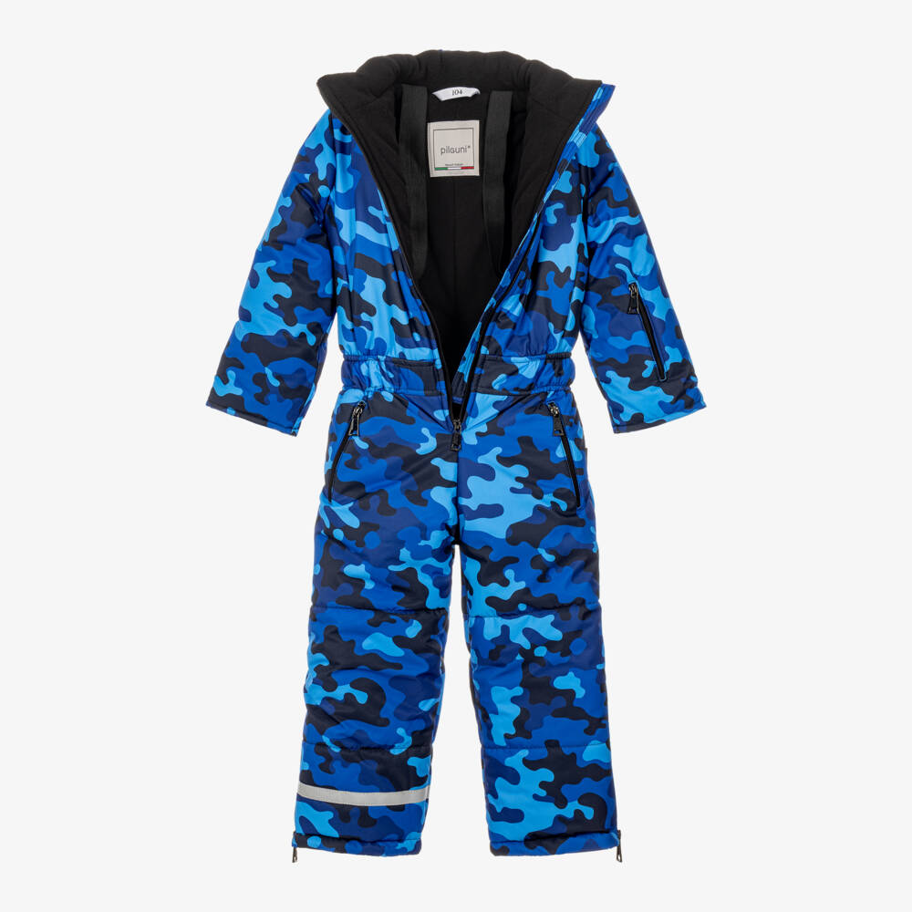 Pilguni-Boys Blue Glacier Camo Print Snowsuit | Childrensalon