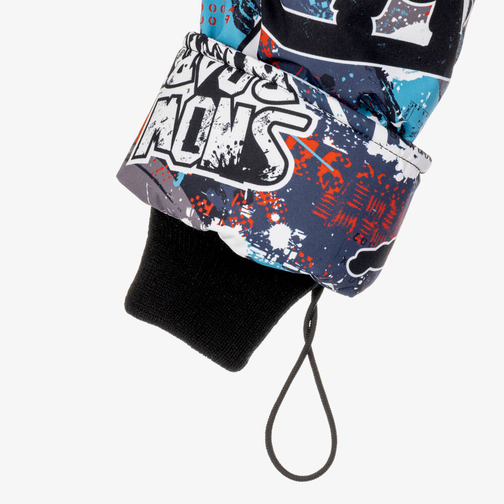 Pilguni-Boys Blue Ice Rider Print Snowsuit | Childrensalon