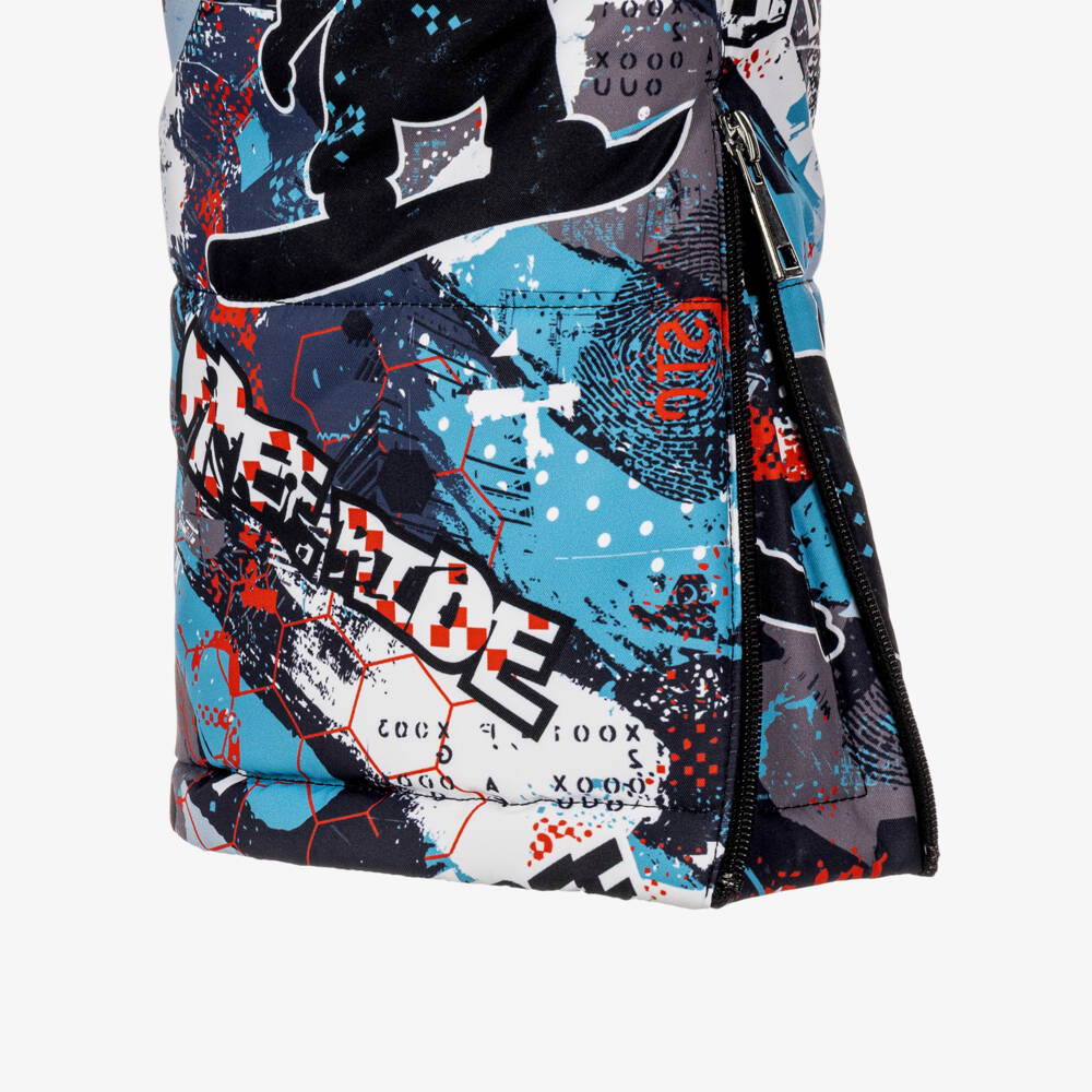Pilguni-Boys Blue Ice Rider Print Snowsuit | Childrensalon
