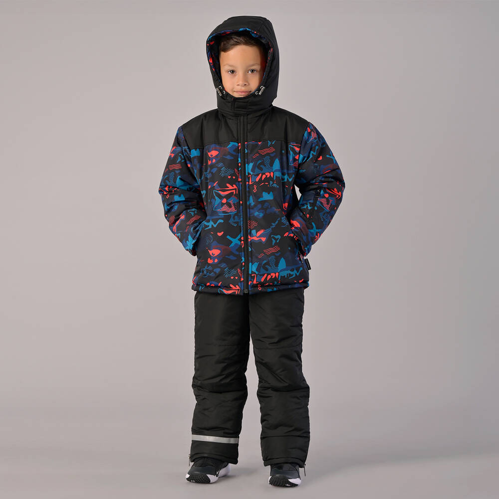 Pilguni-جاكيت تزلج تكنيكال بطبعة غرافيك لون أحمر وأزرق للأولاد  | Childrensalon
