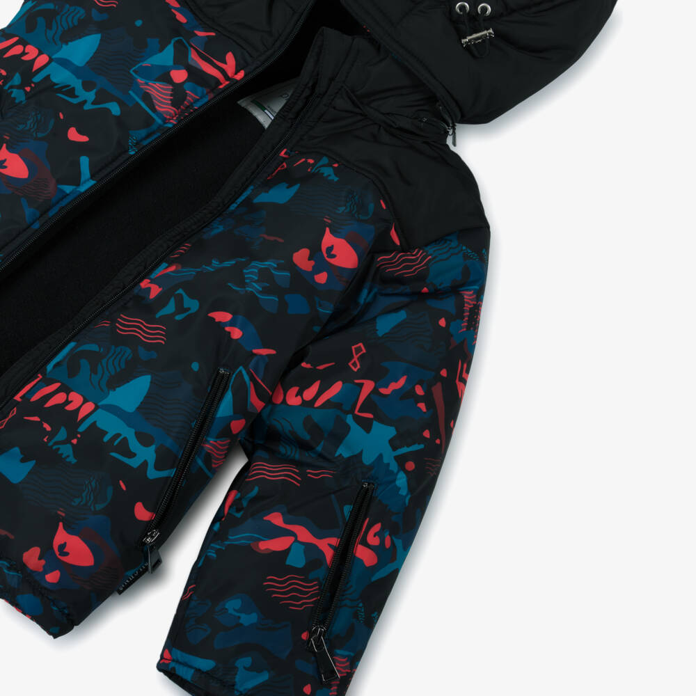 Pilguni-جاكيت تزلج تكنيكال بطبعة غرافيك لون أحمر وأزرق للأولاد  | Childrensalon