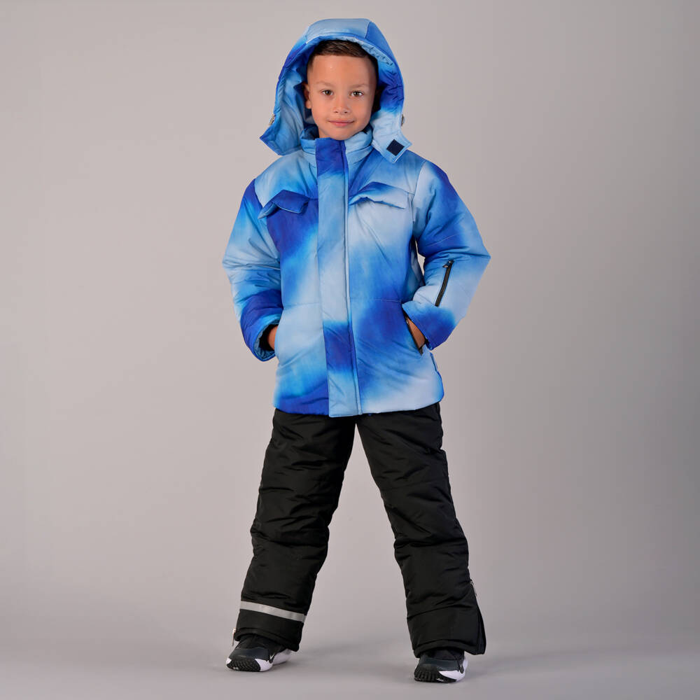 Pilguni-Boys Blue Tie-Dye Technical Ski Jacket | Childrensalon