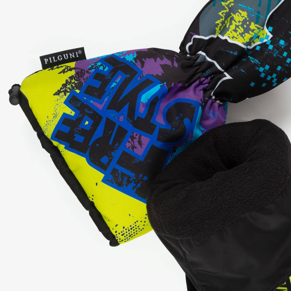 Pilguni-Boys Blue & Yellow Graphic Print Mittens | Childrensalon