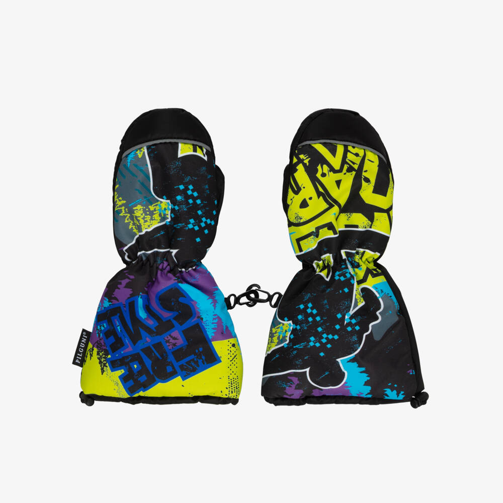 Pilguni-Boys Blue & Yellow Graphic Print Mittens | Childrensalon