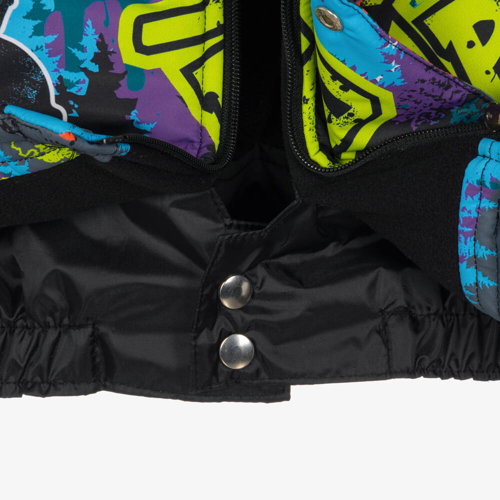 Pilguni-Boys Blue & Yellow Graphic Print Technical Ski Jacket | Childrensalon