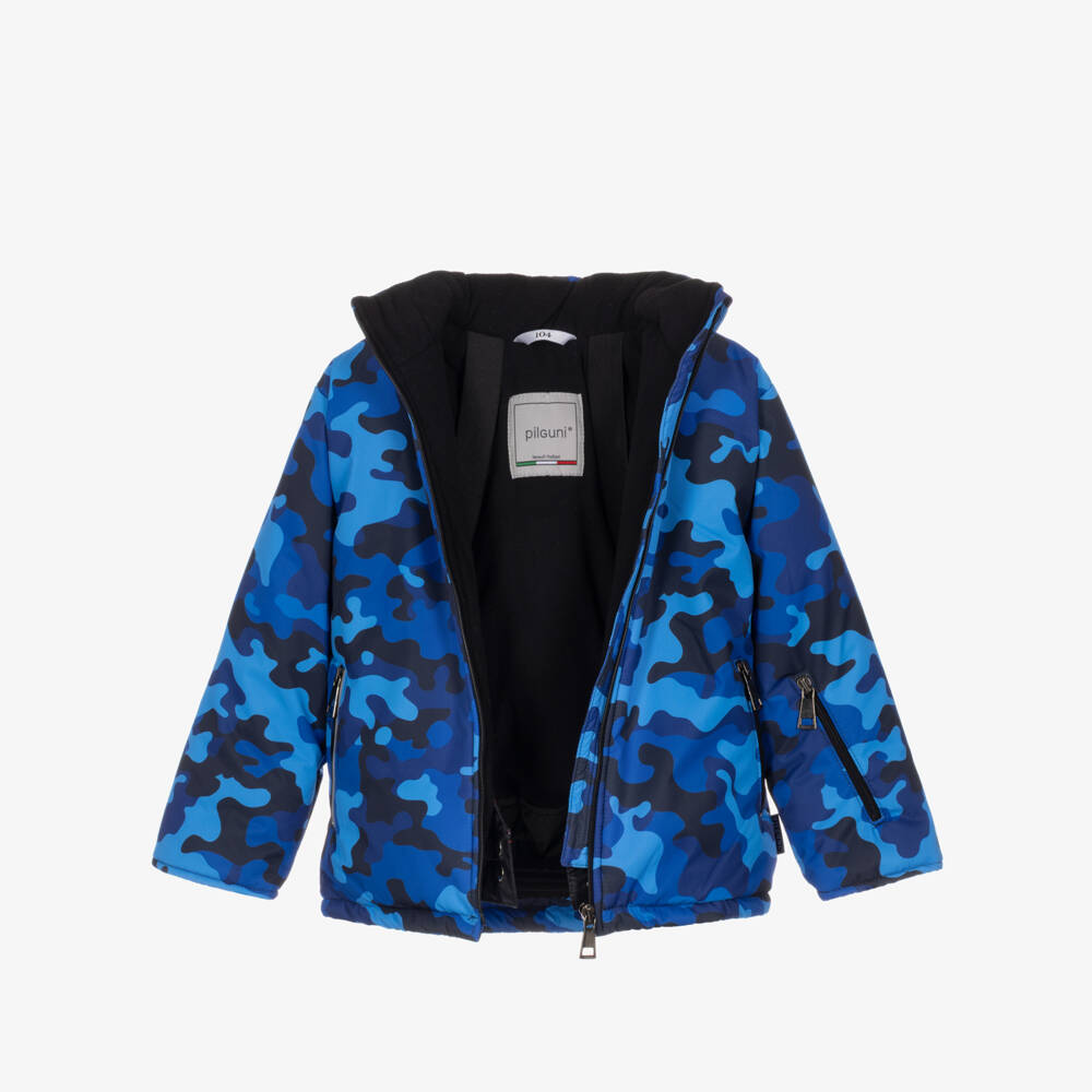 Pilguni-Boys Cobalt Blue Glacier Camo Print Technical Ski Jacket | Childrensalon