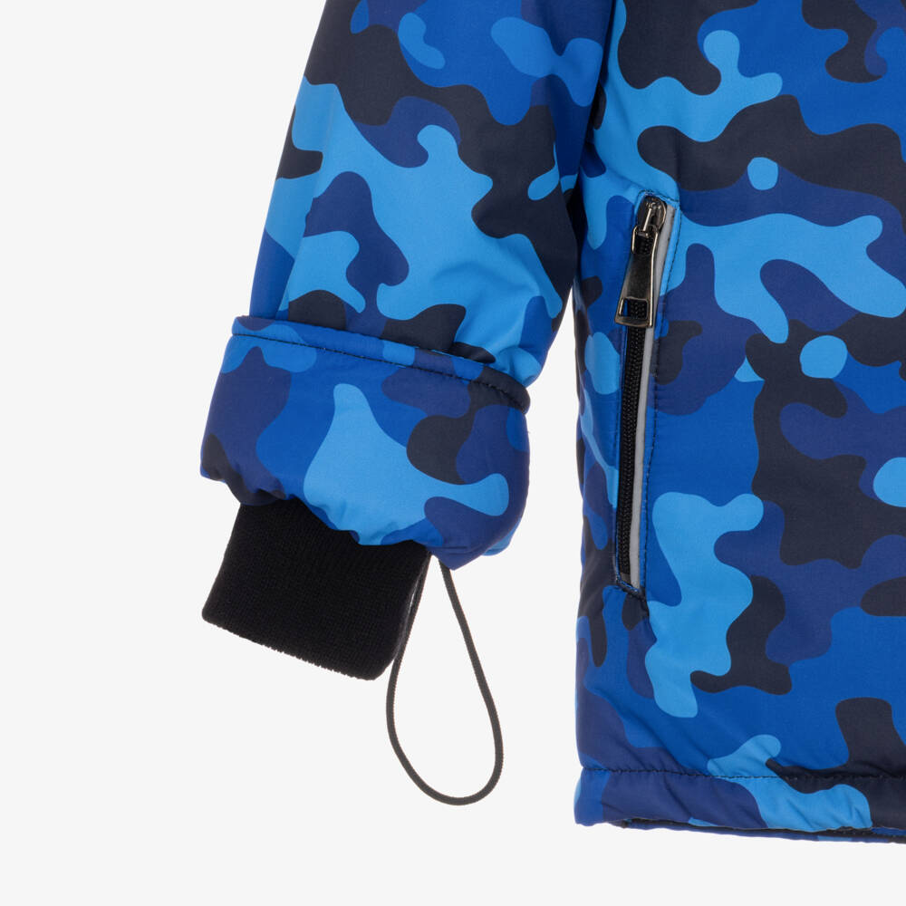 Pilguni-Boys Cobalt Blue Glacier Camo Print Technical Ski Jacket | Childrensalon