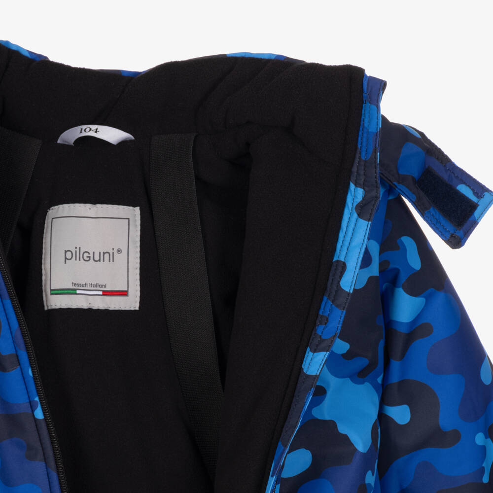 Pilguni-Boys Cobalt Blue Glacier Camo Print Technical Ski Jacket | Childrensalon