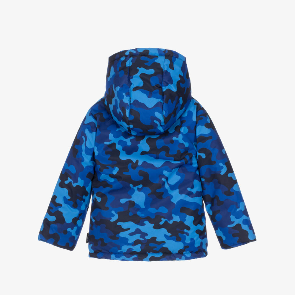 Pilguni-Boys Cobalt Blue Glacier Camo Print Technical Ski Jacket | Childrensalon