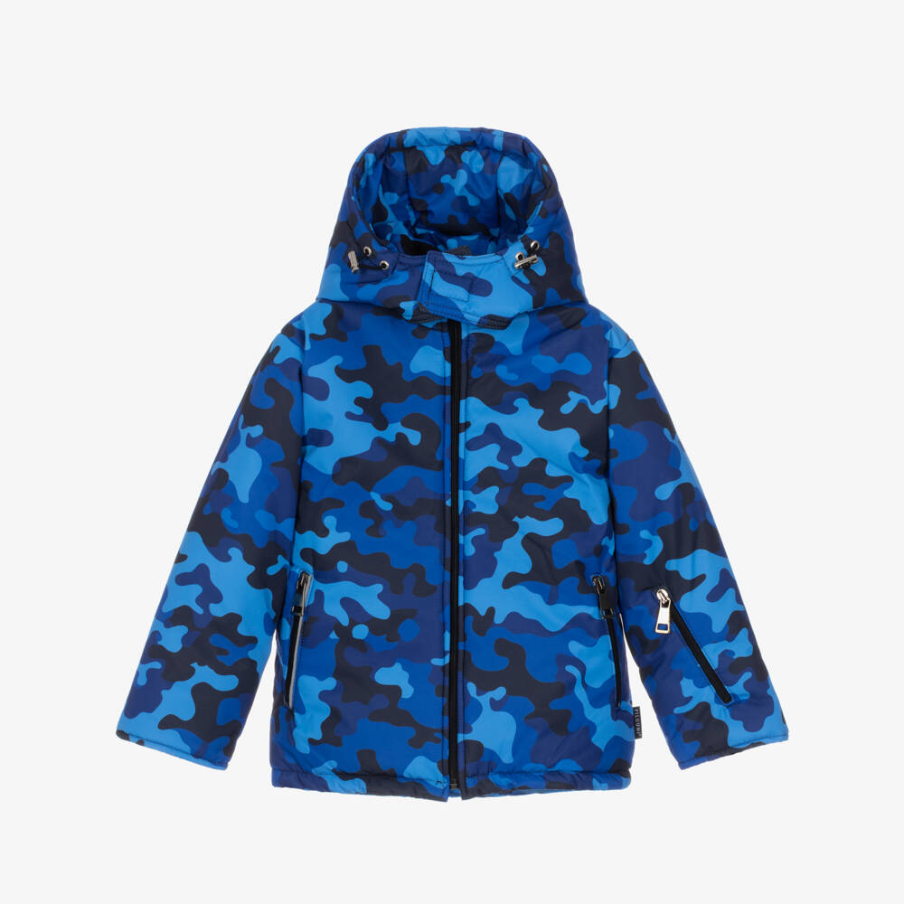 Pilguni-Boys Cobalt Blue Glacier Camo Print Technical Ski Jacket | Childrensalon