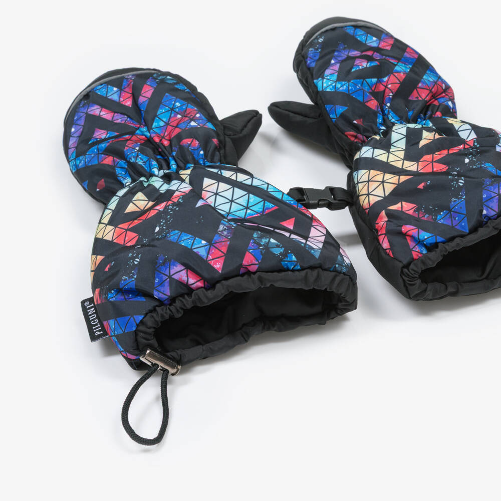 Pilguni-قفازات تزلج بطبعة مثلثات وطبعة ملونة للأولاد  | Childrensalon