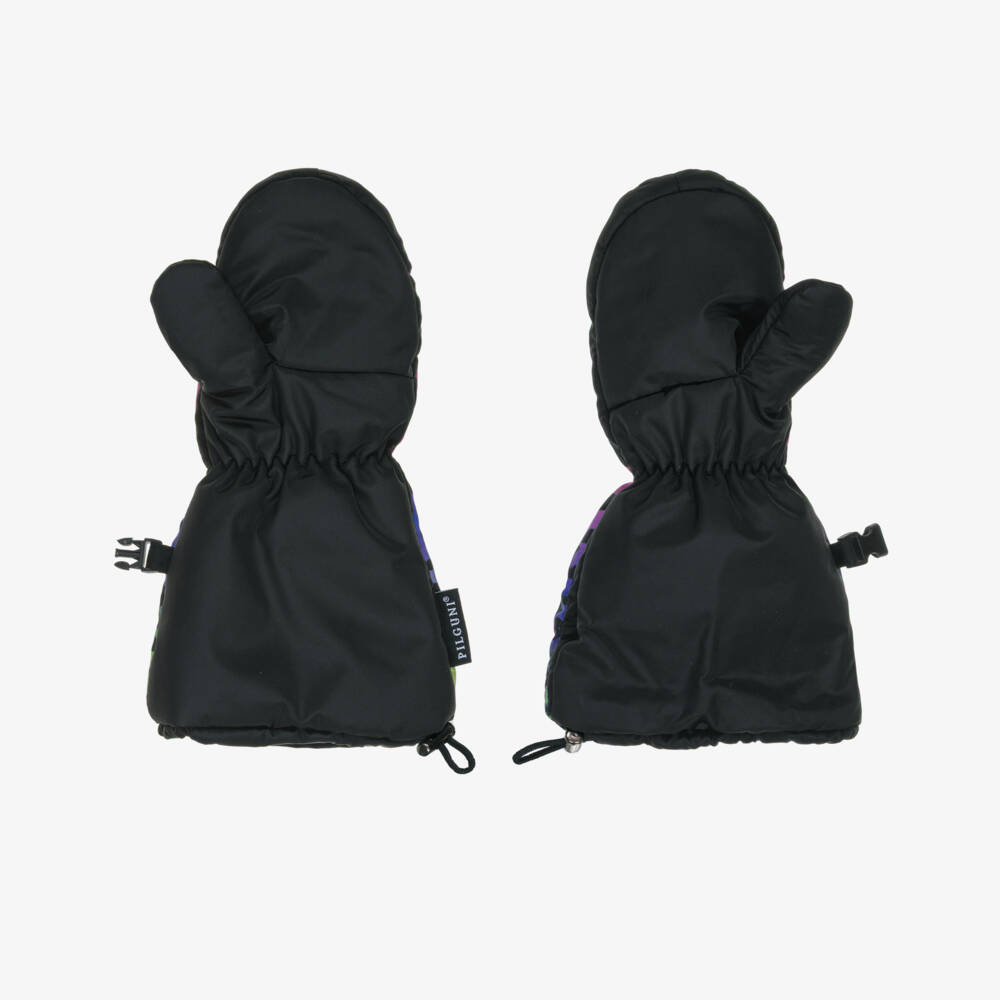 Pilguni-Girls Black & Pink Leopard Print Ski Mittens | Childrensalon