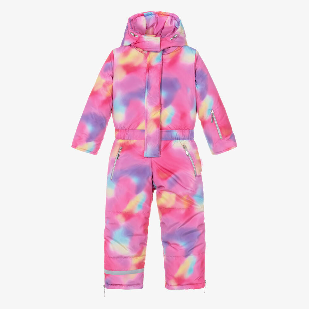 Pilguni-Girls Bright Pink Tie Dye Snowsuit | Childrensalon