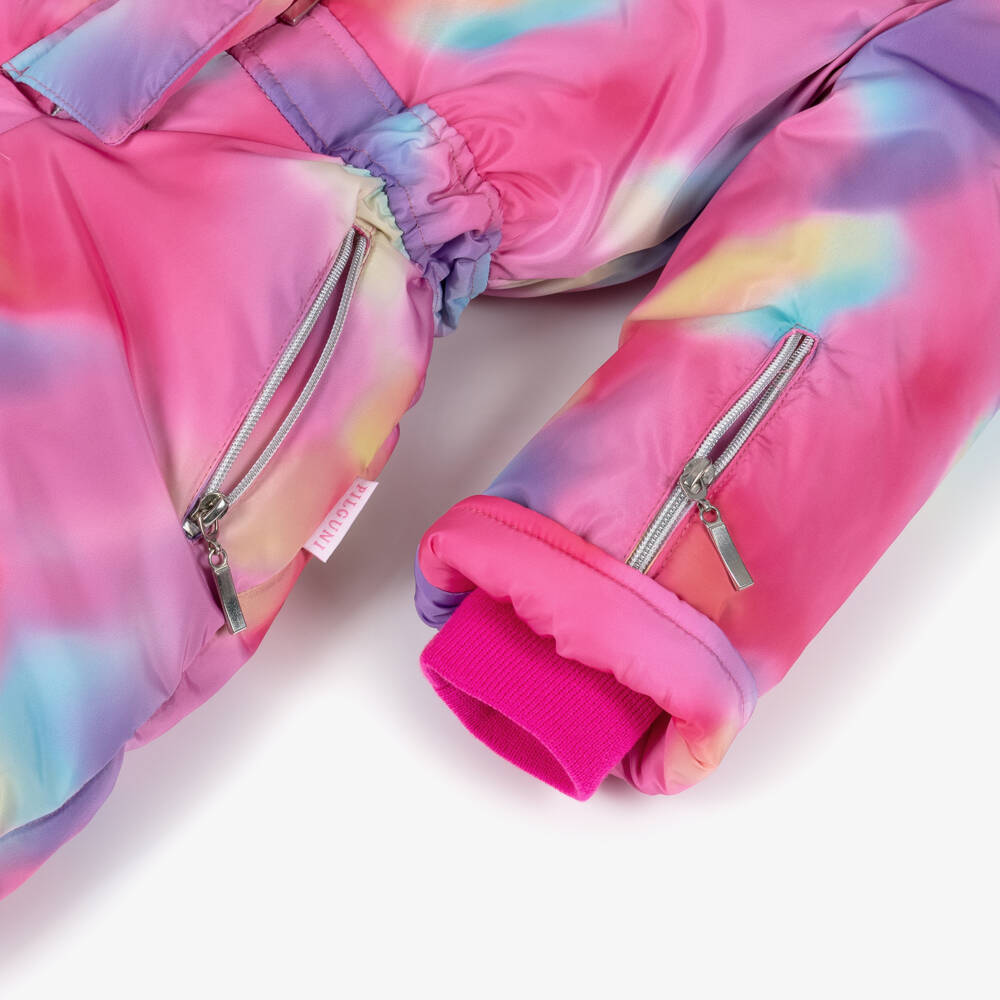 Pilguni-Girls Bright Pink Tie Dye Snowsuit | Childrensalon