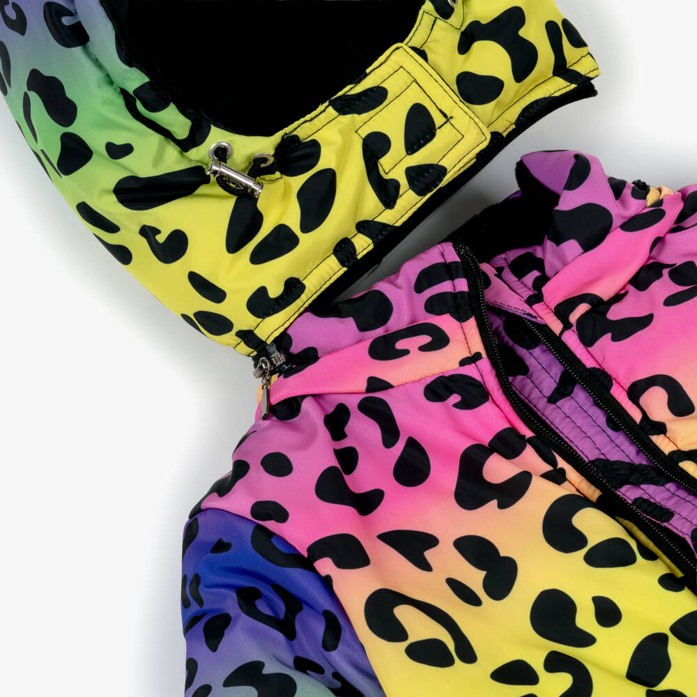 Pilguni-Girls Bright Yellow & Pink Leopard Print Snowsuit | Childrensalon