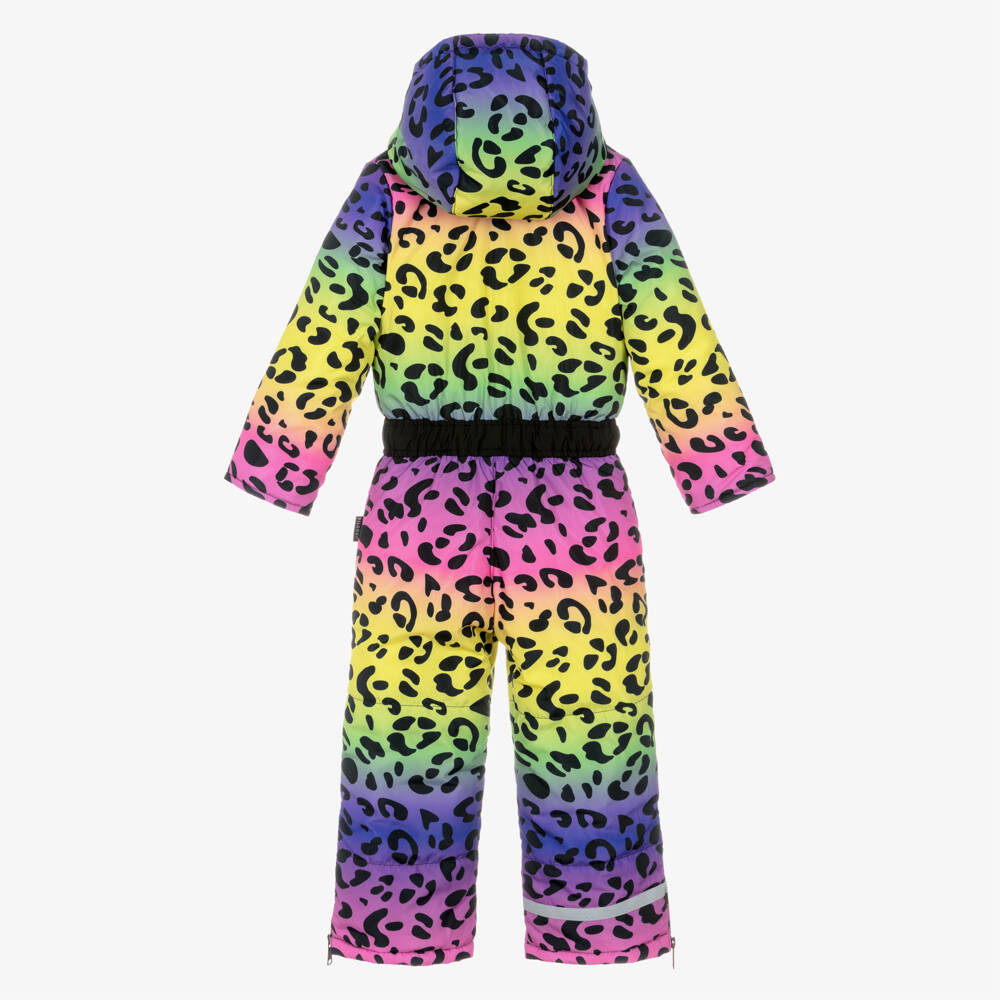 Pilguni-Girls Bright Yellow & Pink Leopard Print Snowsuit | Childrensalon