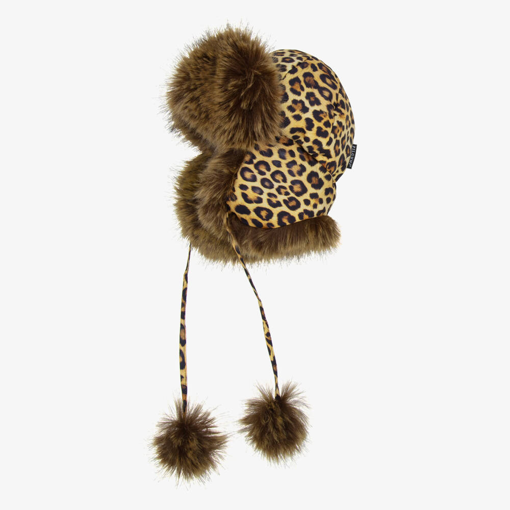Pilguni-Girls Brown Leopard Print & Faux Fur Trapper Hat | Childrensalon