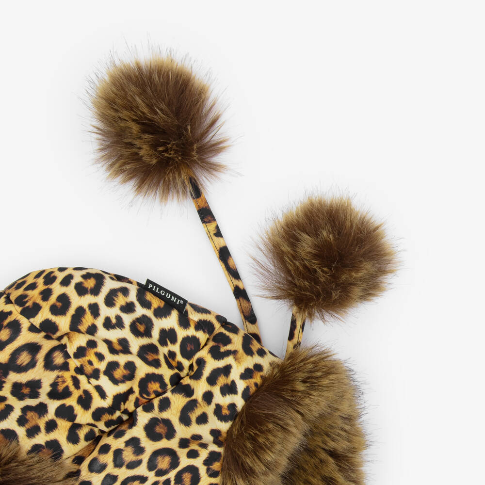 Pilguni-Girls Brown Leopard Print & Faux Fur Trapper Hat | Childrensalon