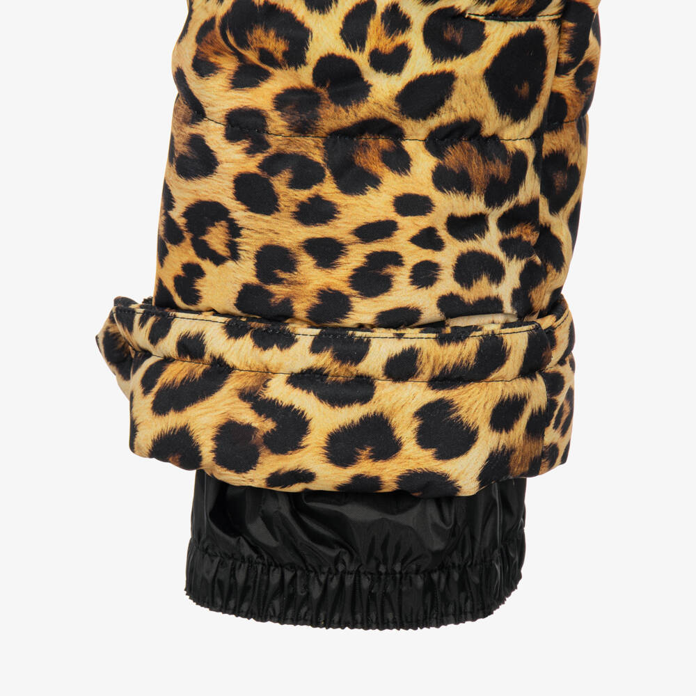 Pilguni-Girls Brown Leopard Print Ski Salopettes | Childrensalon