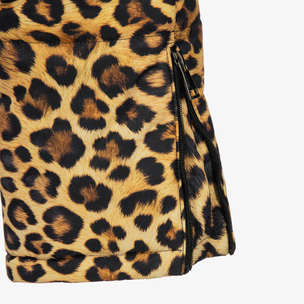 Pilguni-Girls Brown Leopard Print Ski Salopettes | Childrensalon