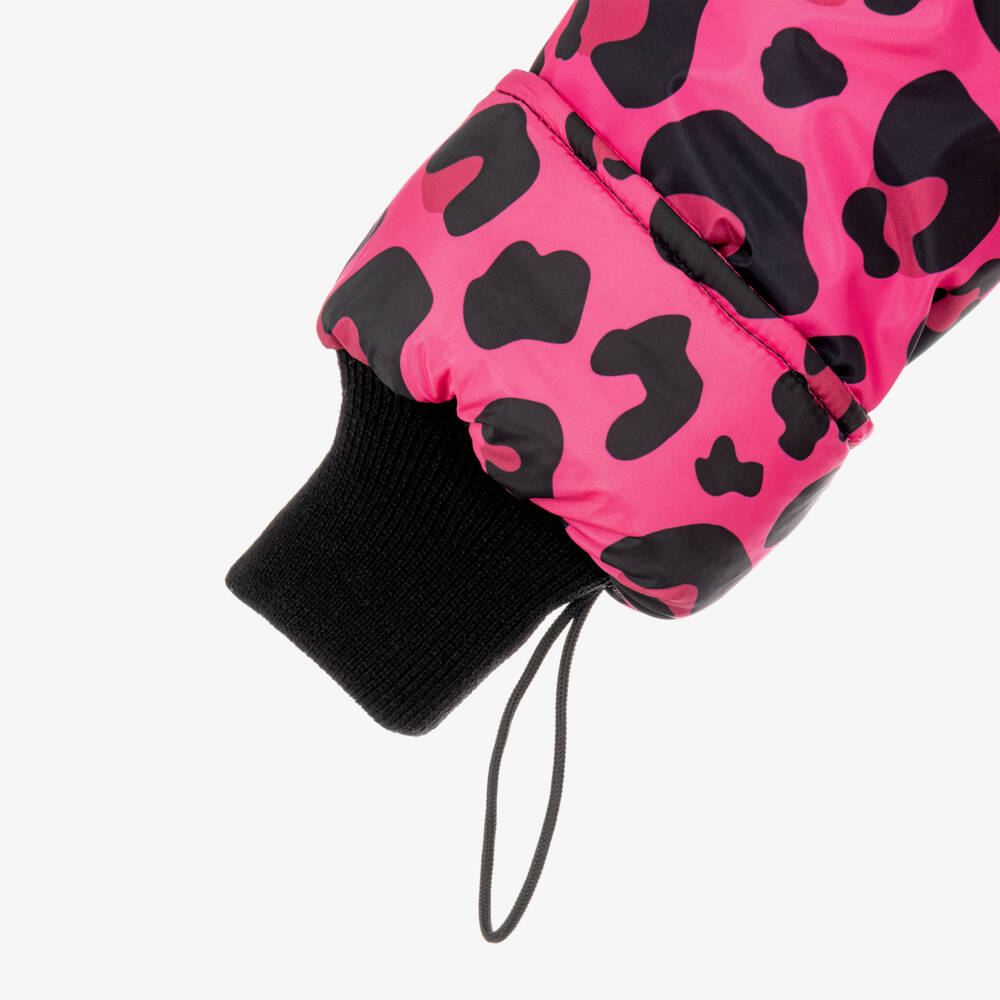 Pilguni-Girls Pink & Black Leopard Print Snowsuit | Childrensalon