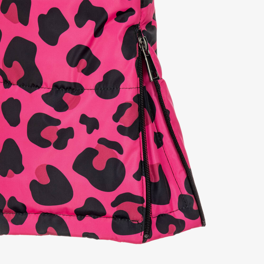Pilguni-Girls Pink & Black Leopard Print Snowsuit | Childrensalon